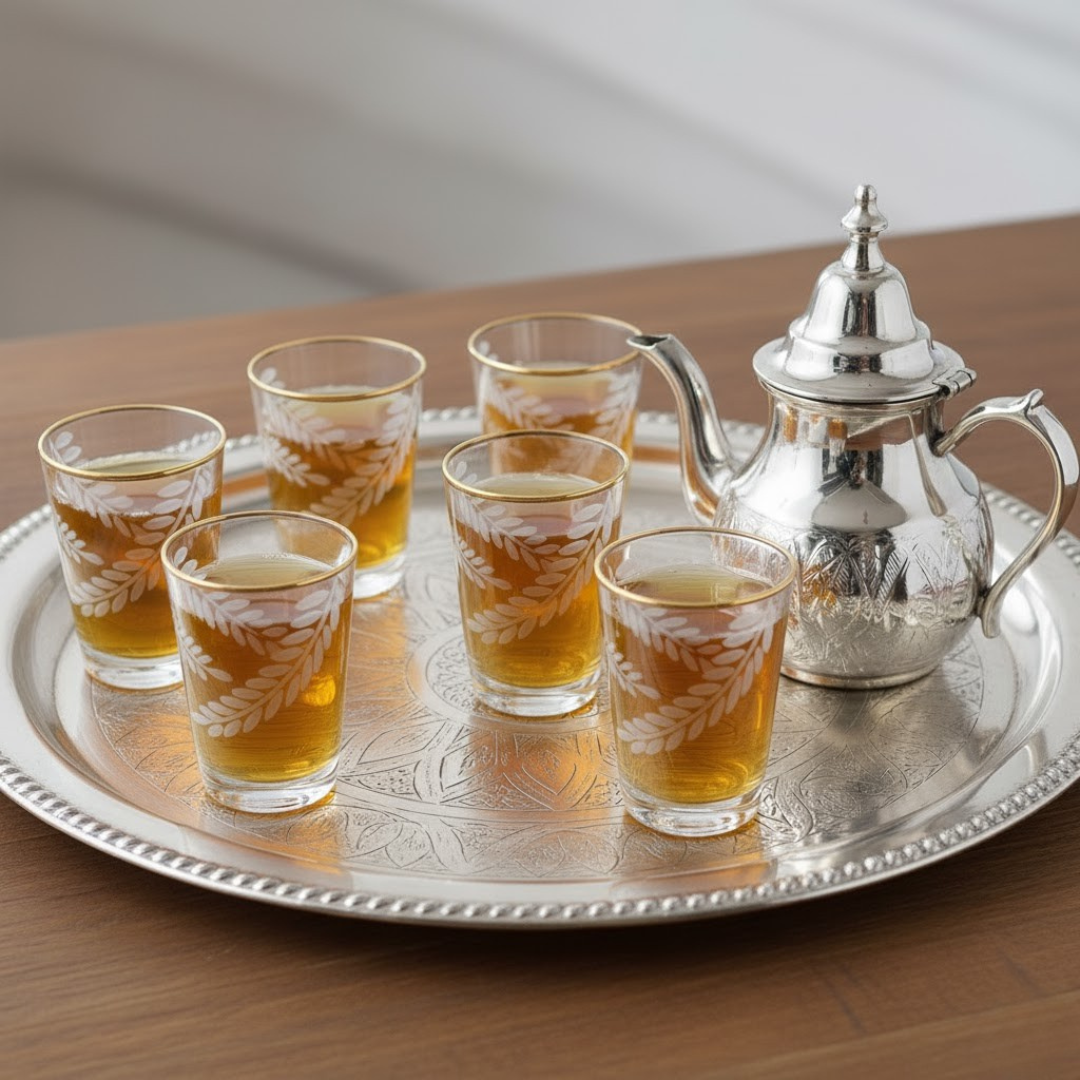 Set 6 verres à thé bordure dorée