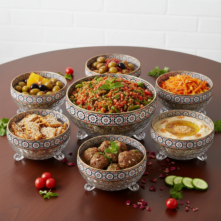 Set saladier 20cm + 6 bols 11,50cm en verre