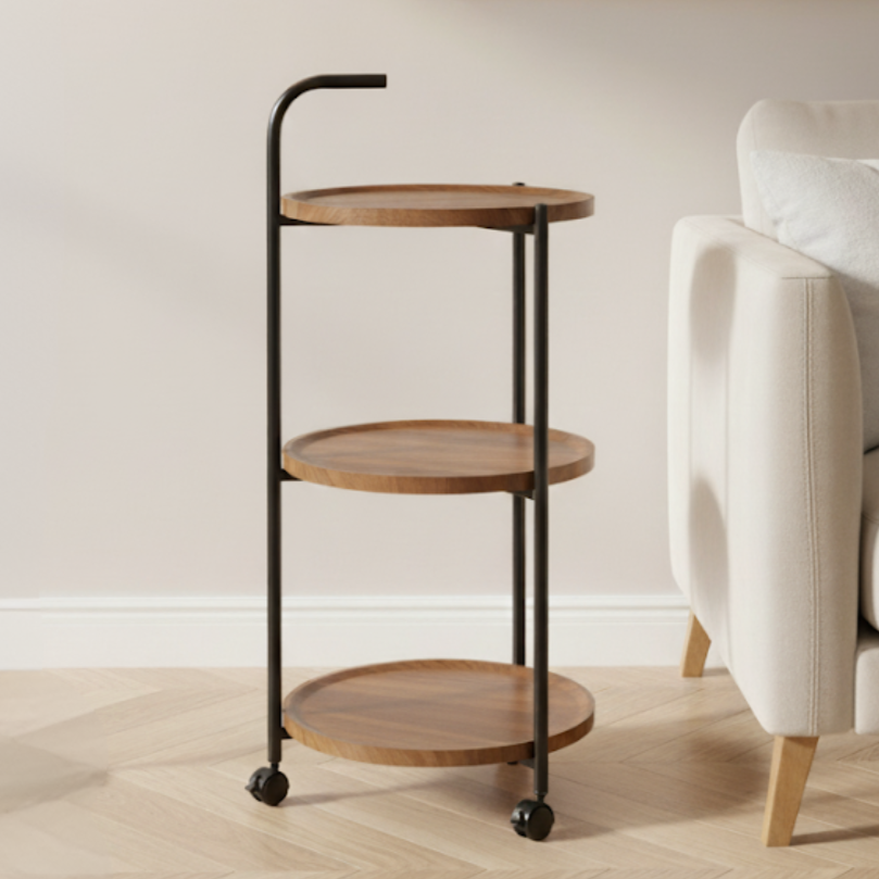 Chariot rond 3 niveaux en MDF 40x80cm