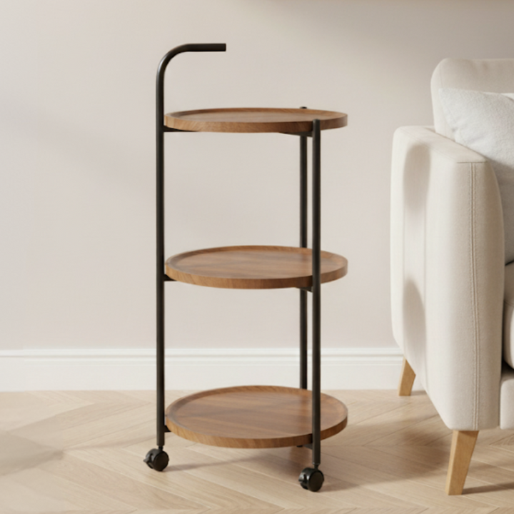 Chariot rond 3 niveaux en MDF 40x80cm