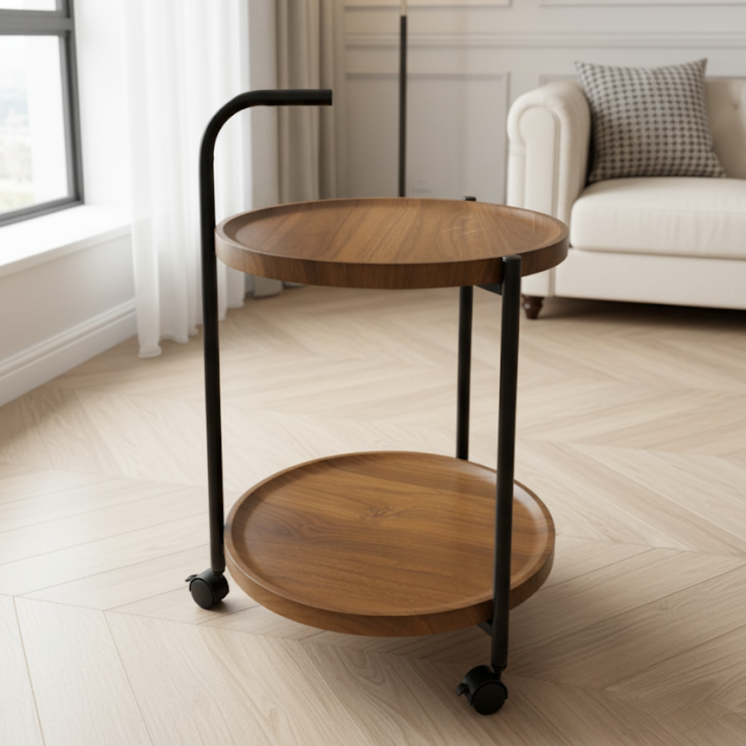 Chariot rond 2 niveaux en MDF 40x50cm