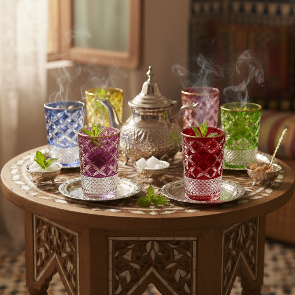 6 verres à thé colorés