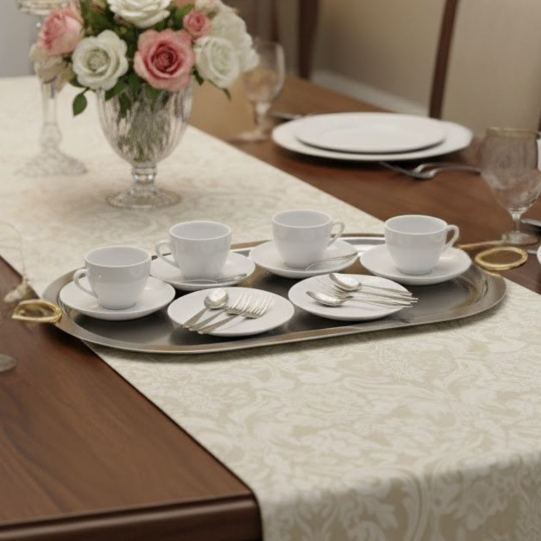 Plateau ovale en inox 40x19,50cm