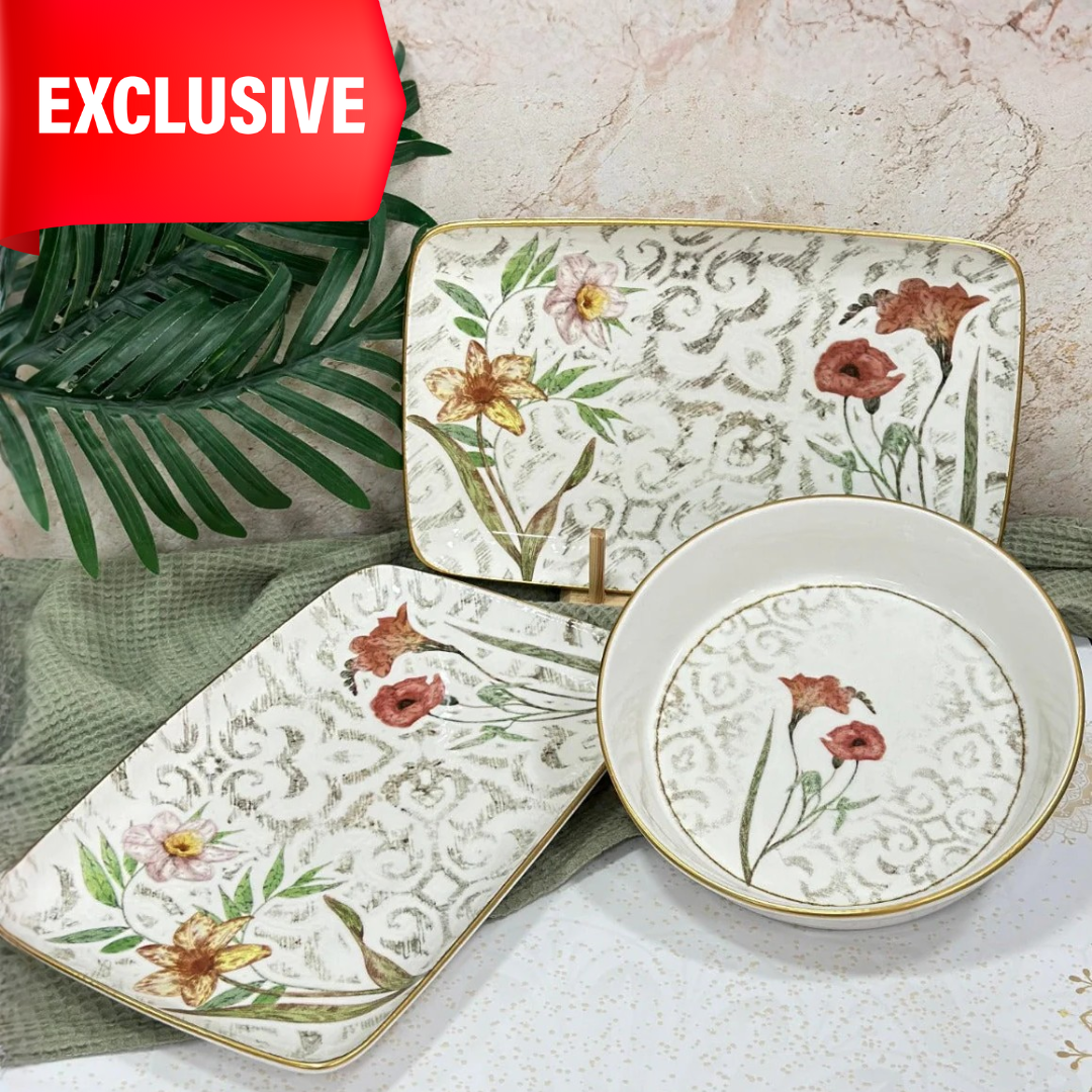 Set 2 assiettes rectangulaire 33cm + saladier 22cm