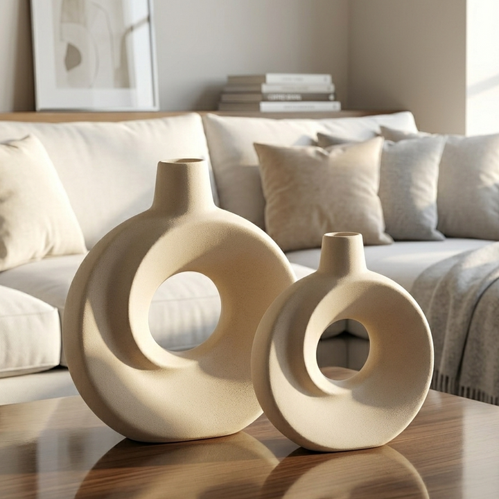 Set 2 vases en céramique 21cm + 26cm