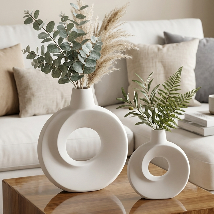 Set 2 vases en céramique 21cm + 26cm