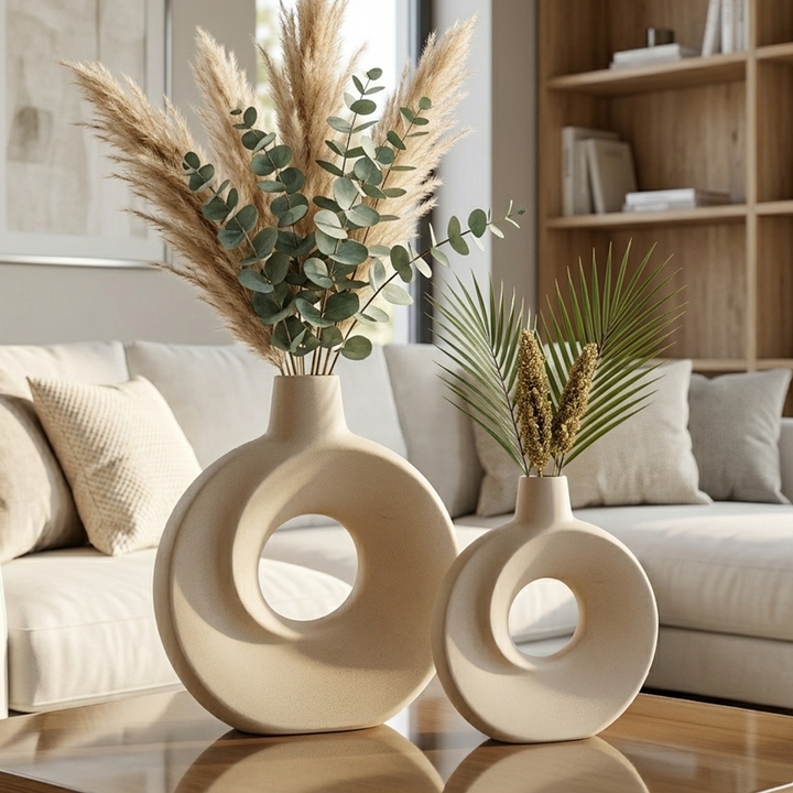 Set 2 vases en céramique 21cm + 26cm