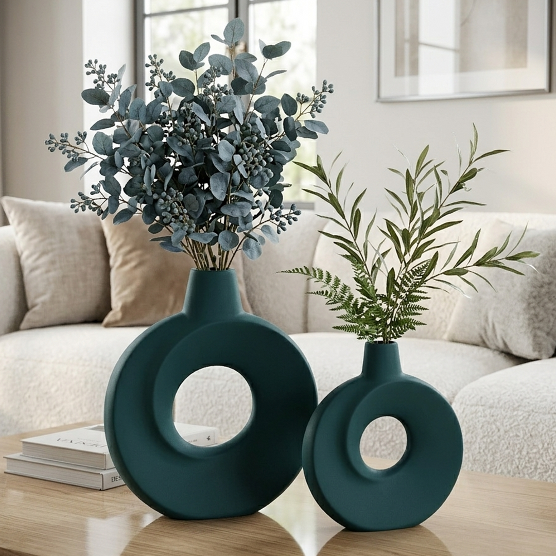 Set 2 vases en céramique 21cm + 26cm