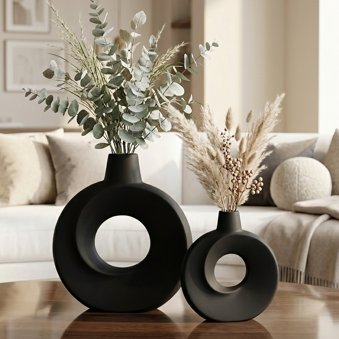 Set 2 vases en céramique 21cm + 26cm