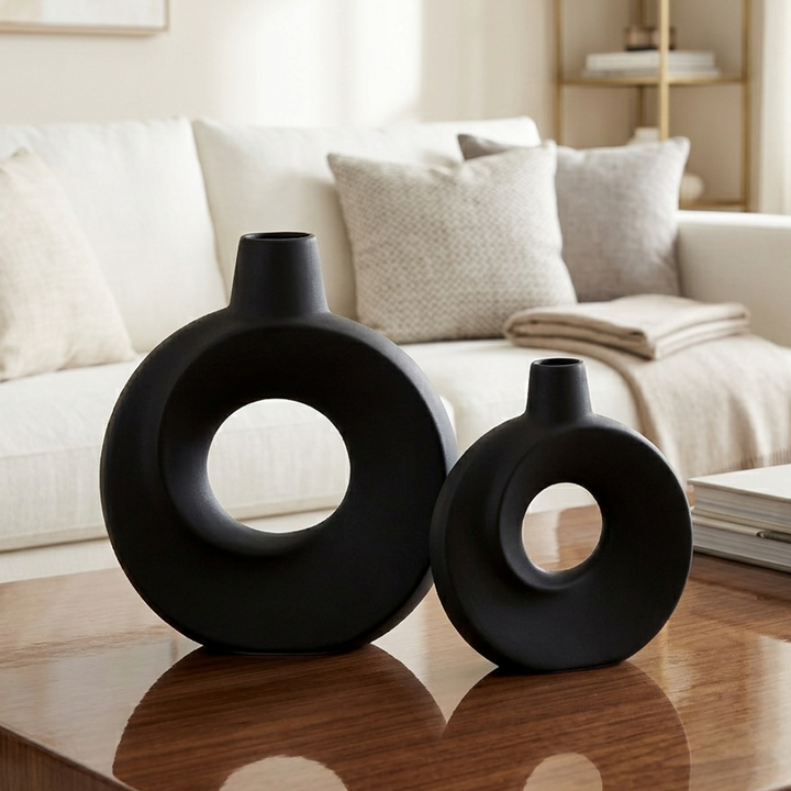 Set 2 vases en céramique 21cm + 26cm