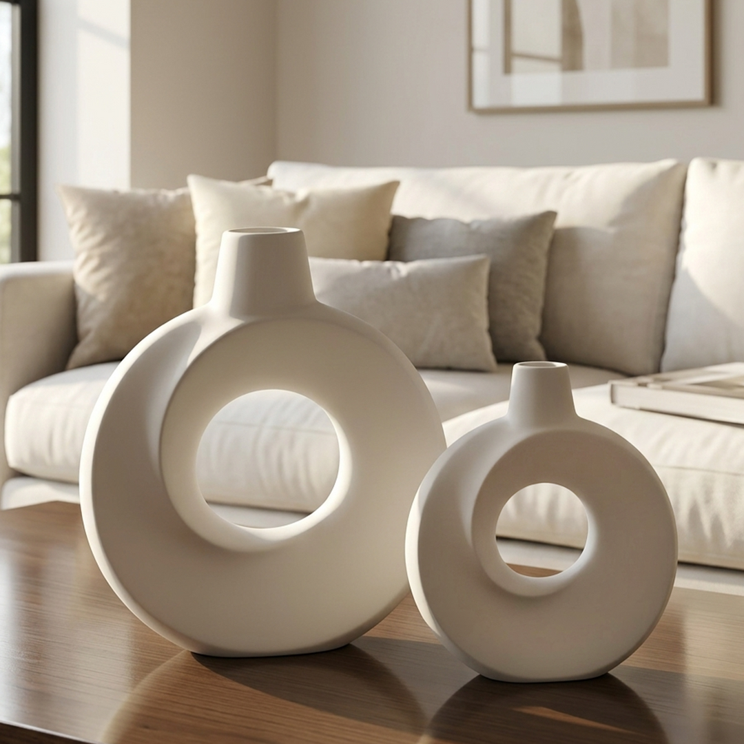 Set 2 vases en céramique 21cm + 26cm