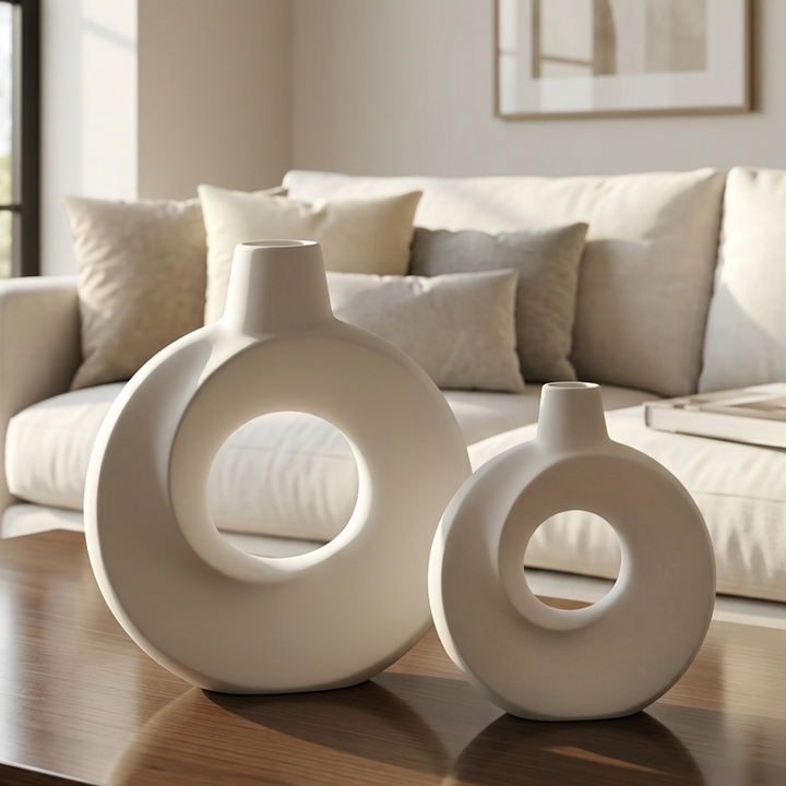 Set 2 vases en céramique 21cm + 26cm