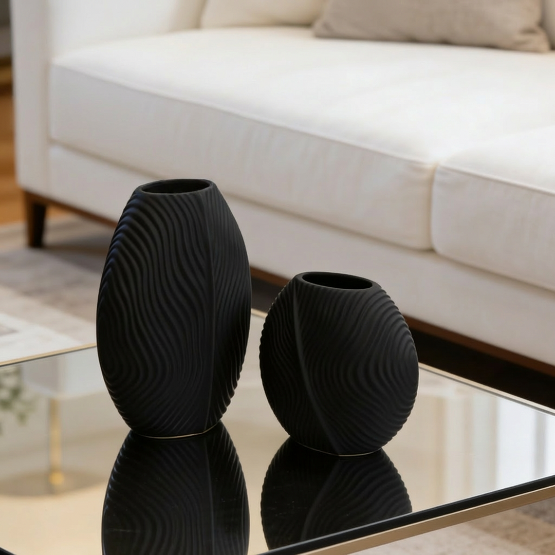 Set 2 vases en céramique 21cm + 28cm