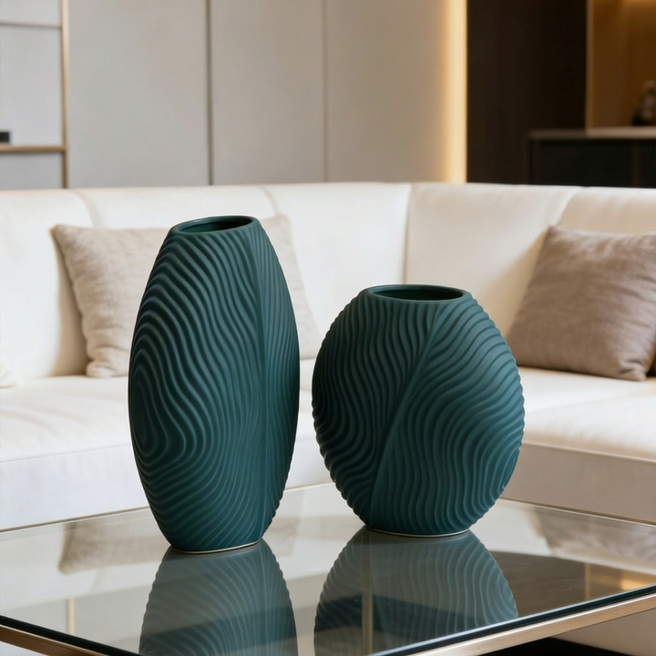 Set 2 vases en céramique 21cm + 28cm