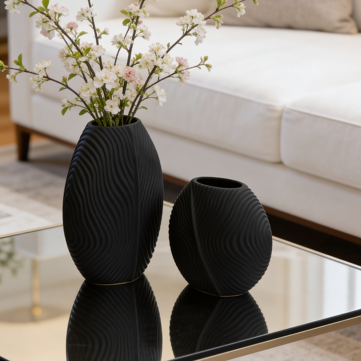 Set 2 vases en céramique 21cm + 28cm