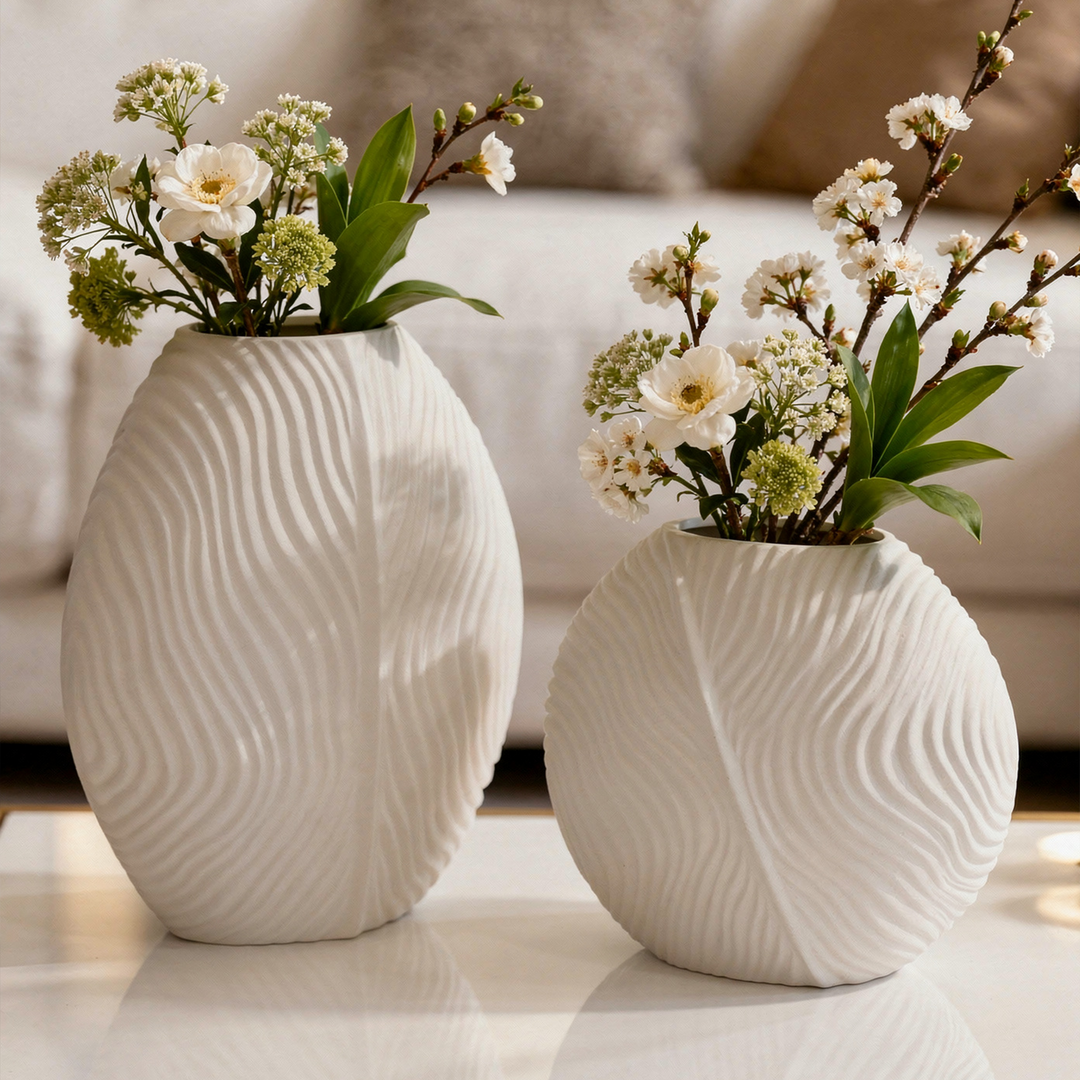 Set 2 vases en céramique 21cm + 28cm