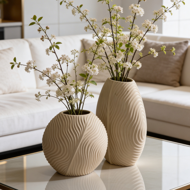 Set 2 vases en céramique 21cm + 28cm