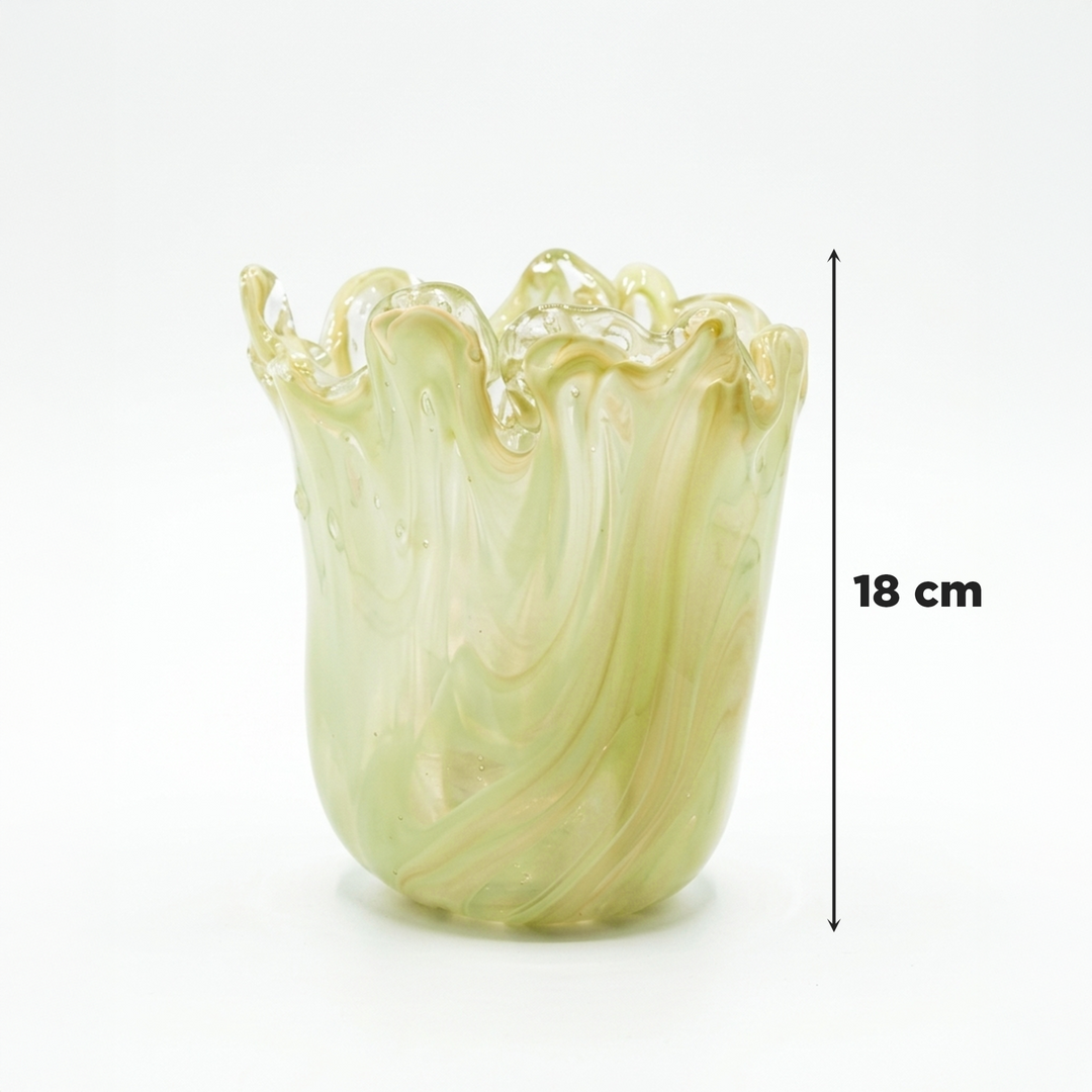 Vase décoratif en verre jaune 18x15cm