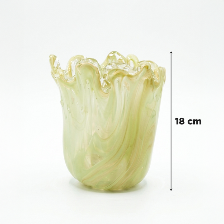 Vase décoratif en verre jaune 18x15cm