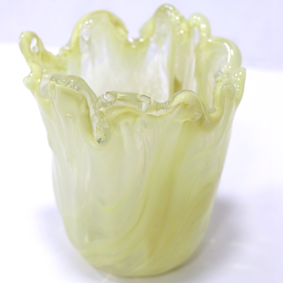 Vase décoratif en verre jaune 18x15cm