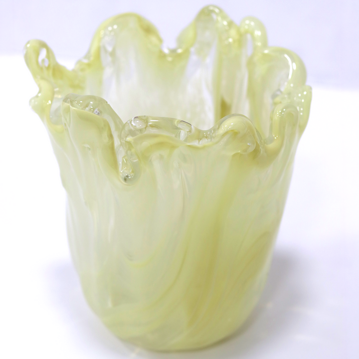 Vase décoratif en verre jaune 18x15cm