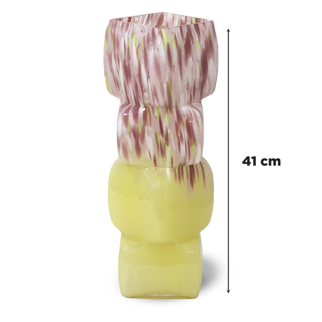 Vase décoratif en verre forme cubes 41x11cm