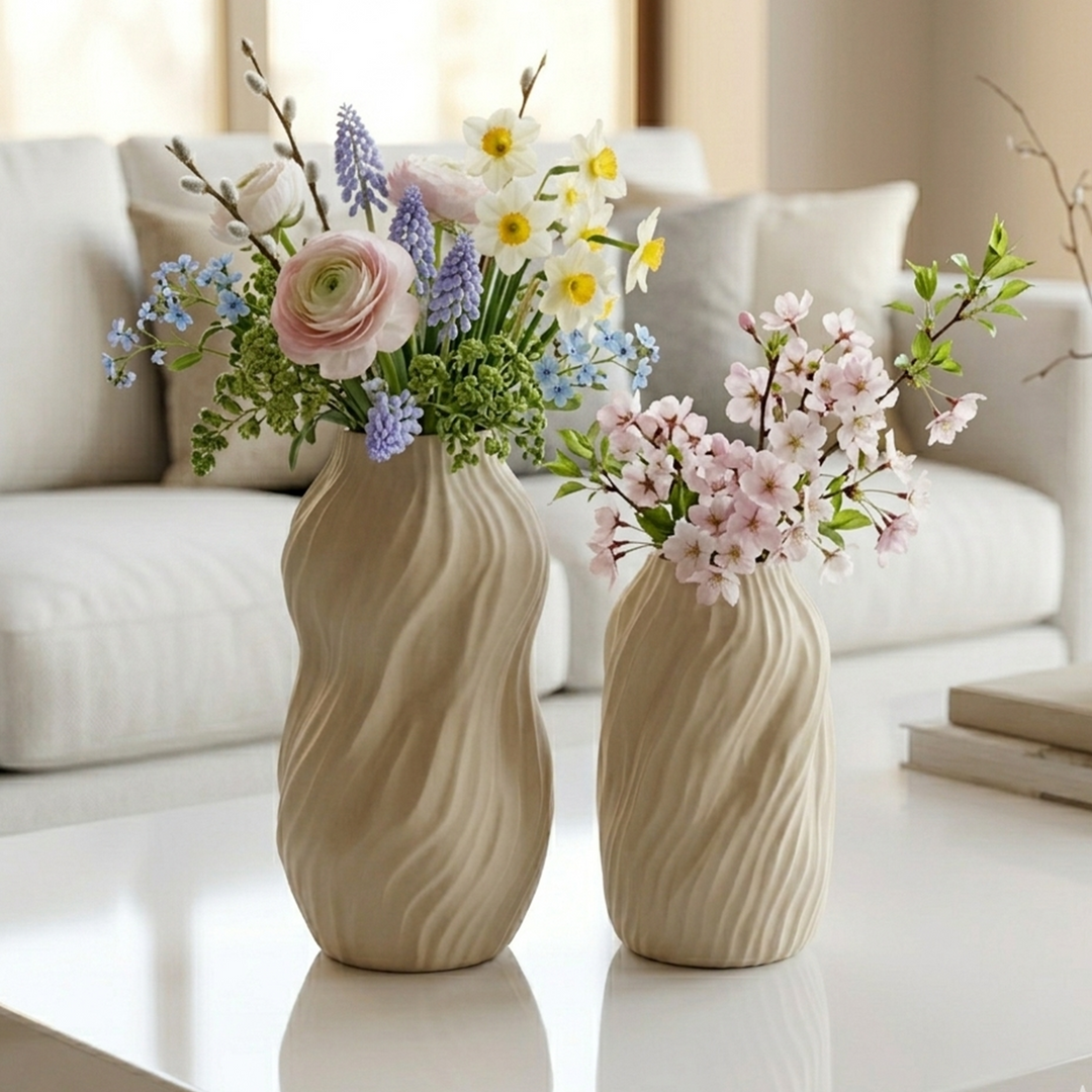 Set 2 vases en céramique 23cm + 28cm
