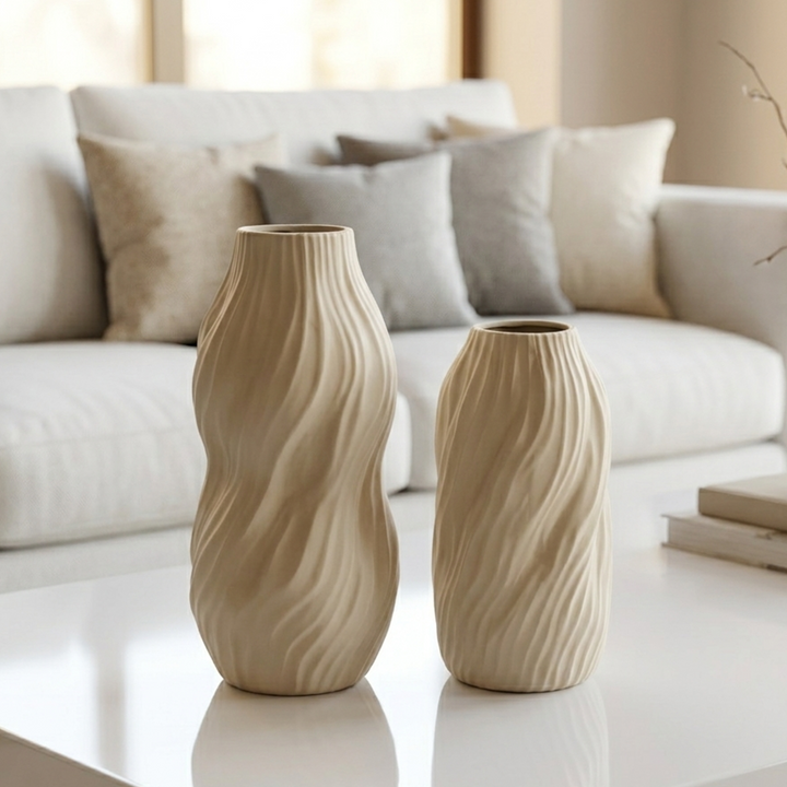 Set 2 vases en céramique 23cm + 28cm