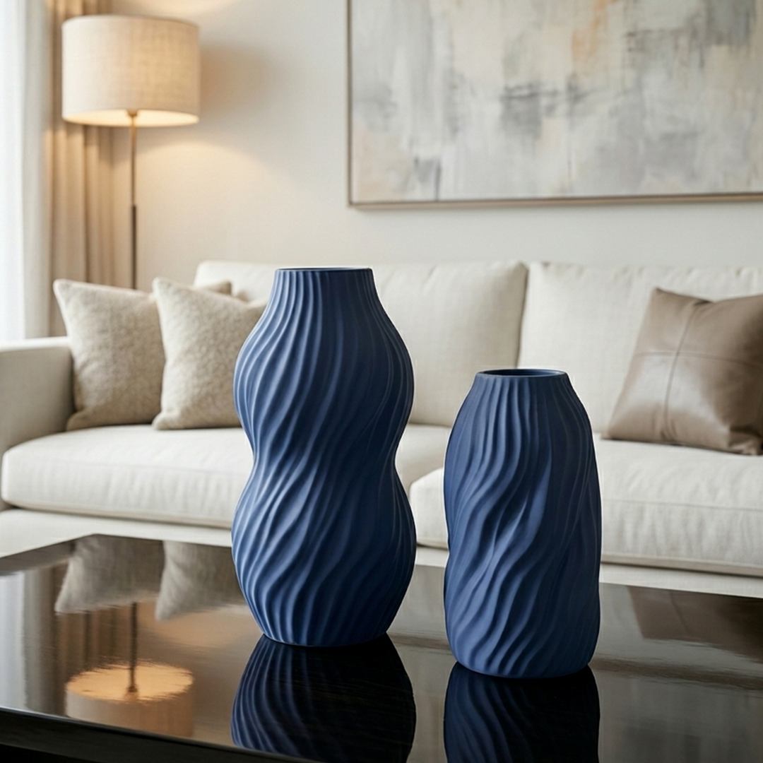 Set 2 vases en céramique 23cm + 28cm