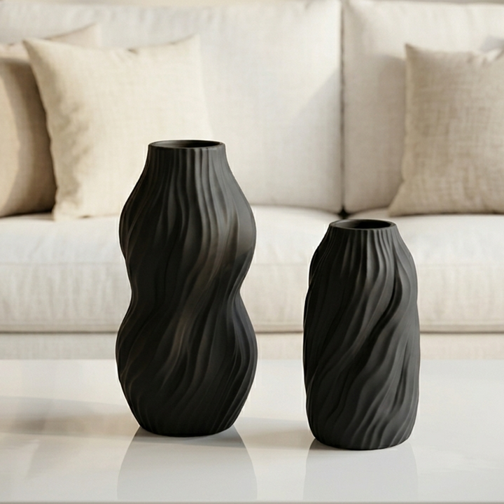Set 2 vases en céramique 23cm + 28cm