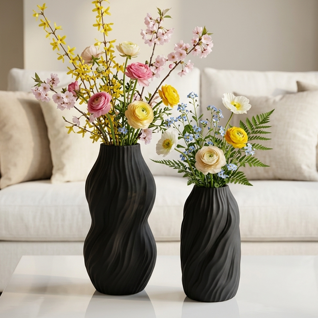 Set 2 vases en céramique 23cm + 28cm