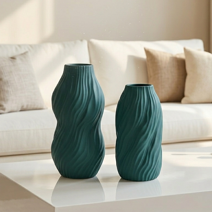 Set 2 vases en céramique 23cm + 28cm