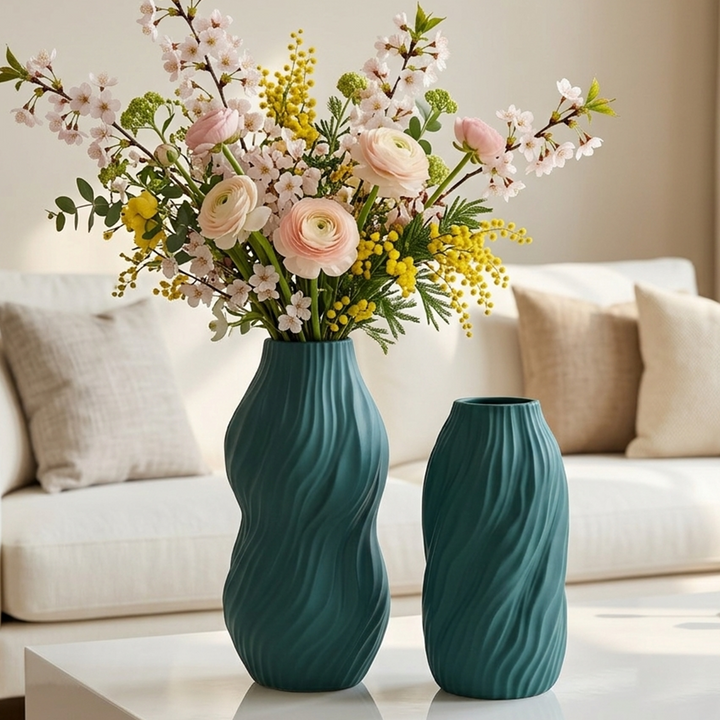 Set 2 vases en céramique 23cm + 28cm