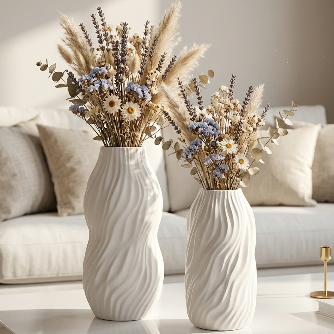 Set 2 vases en céramique 23cm + 28cm