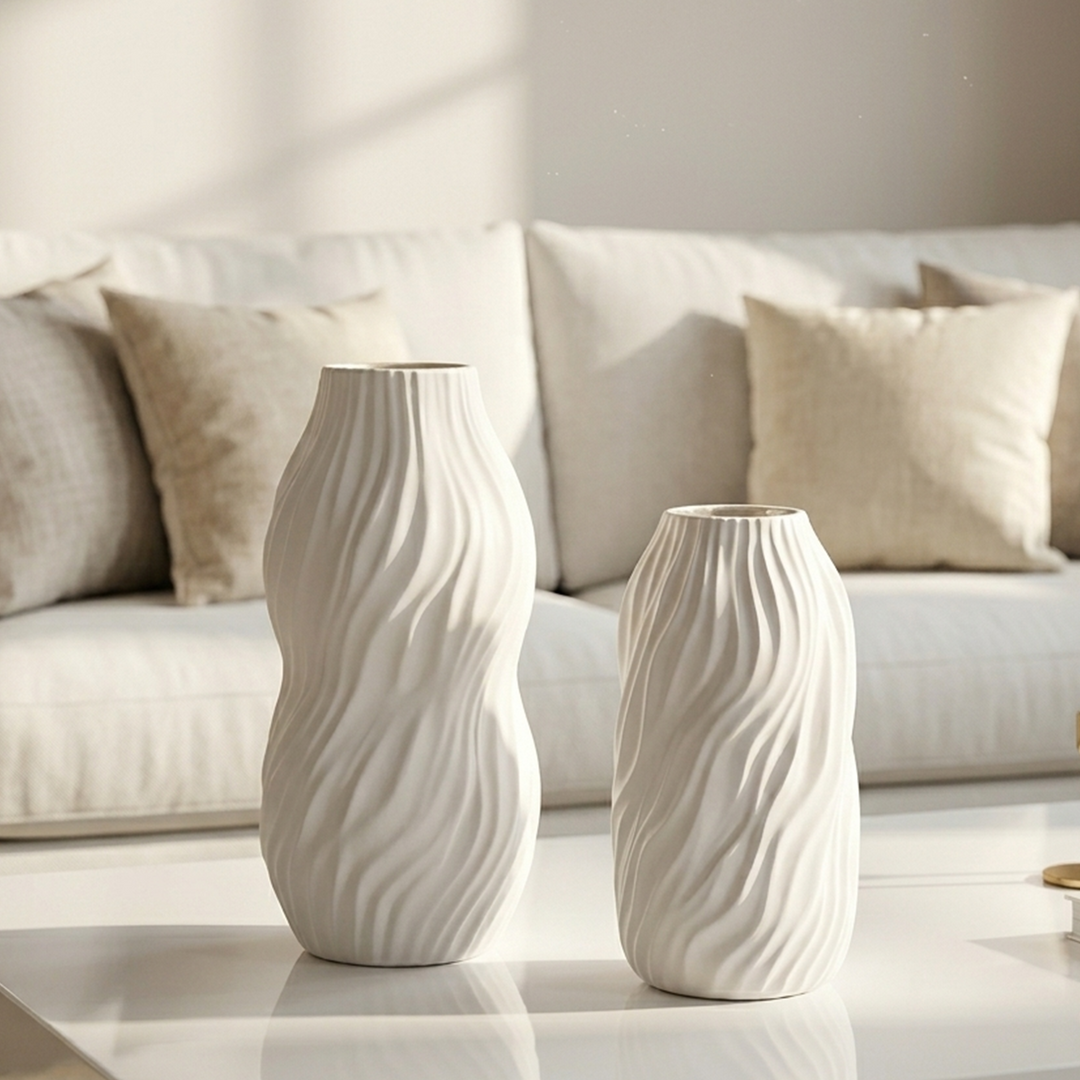 Set 2 vases en céramique 23cm + 28cm