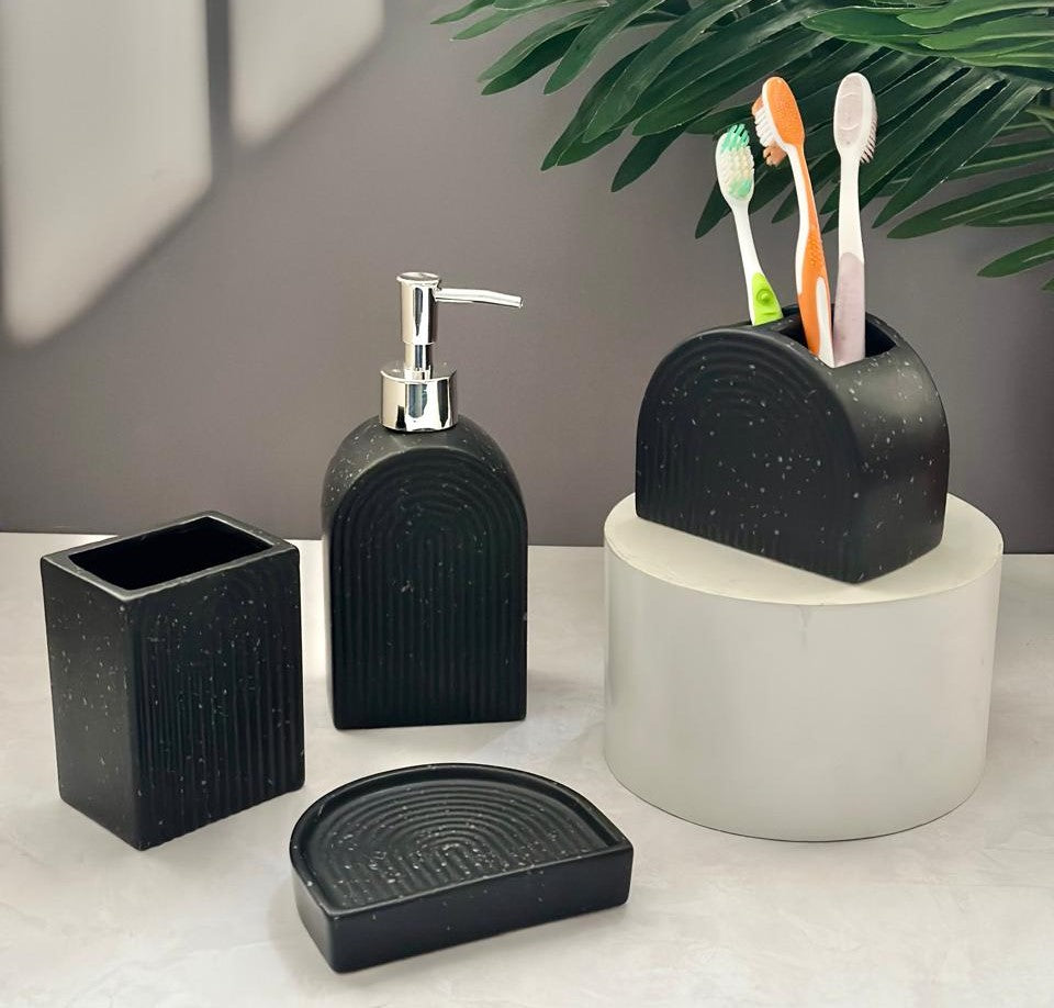 Set accessoires salle de bain en céramique noir 4pcs