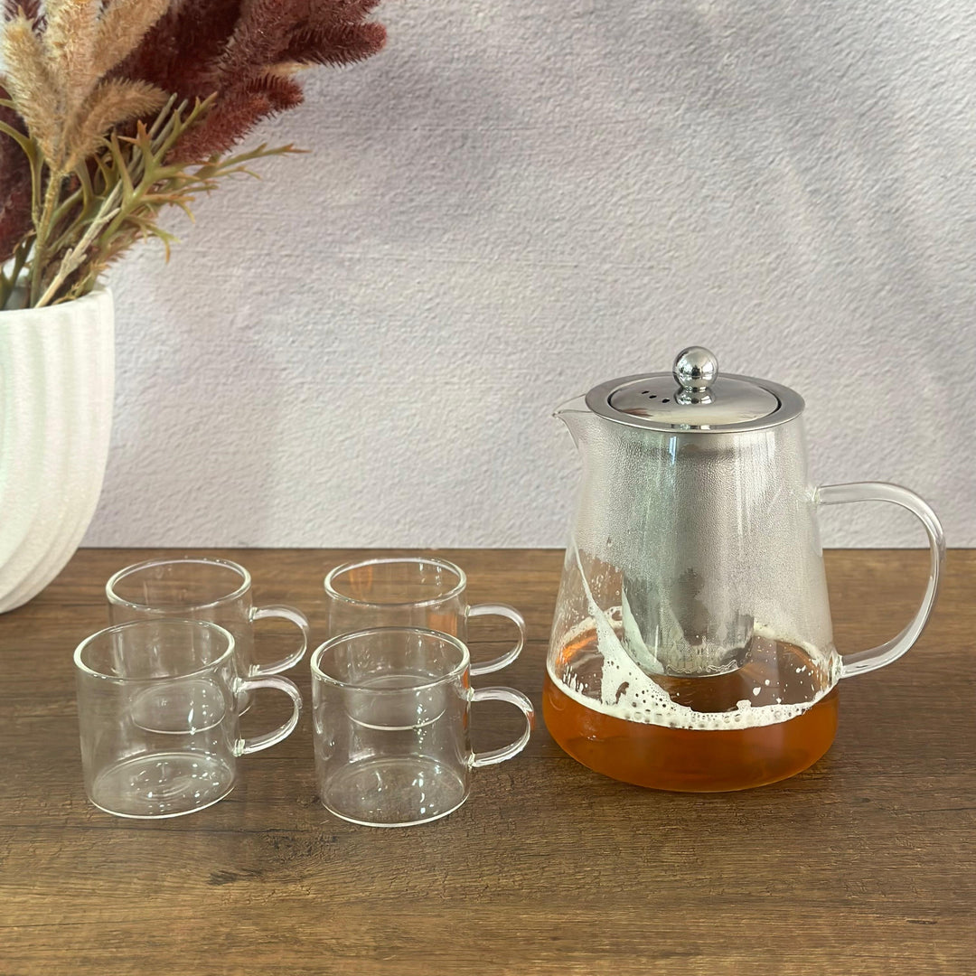 Théière en verre 950ML + 4 tasses 5,50x6cm