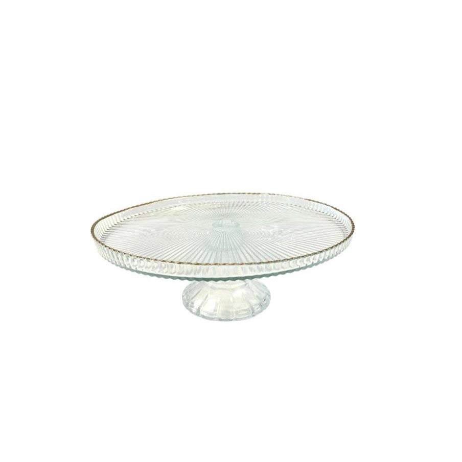 Plat rond avec pied en verre 27x10cm