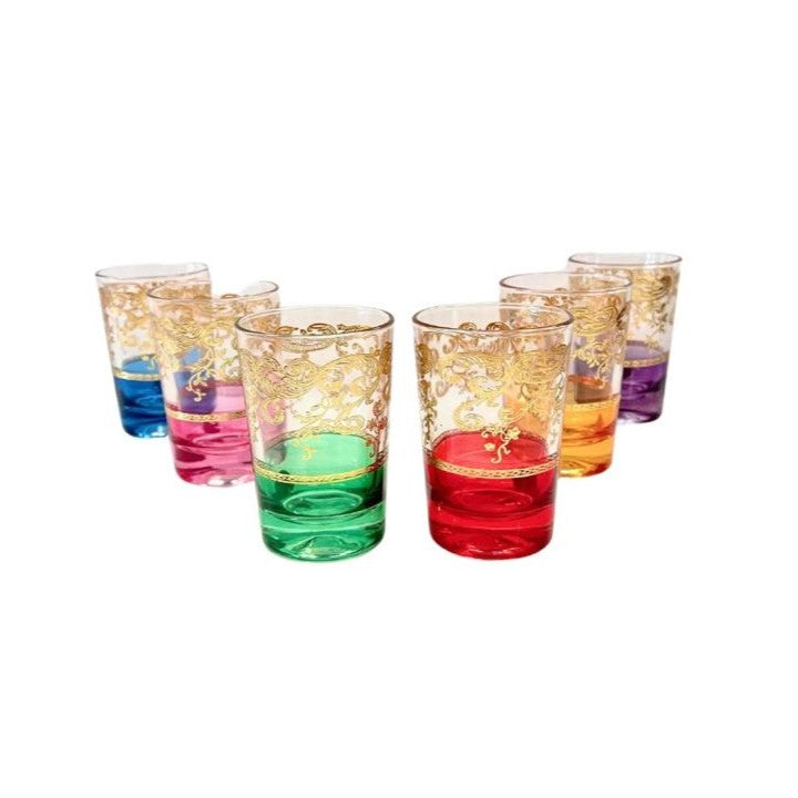 6 verres à thé colorés