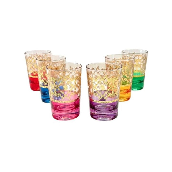 6 verres à thé colorés