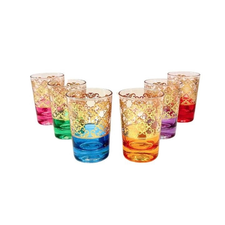 6 verres à thé colorés