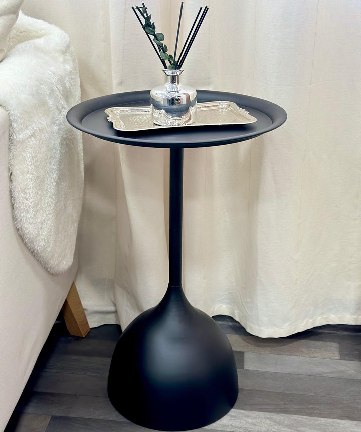 Table ronde d'appoint en métal noir 60x39cm