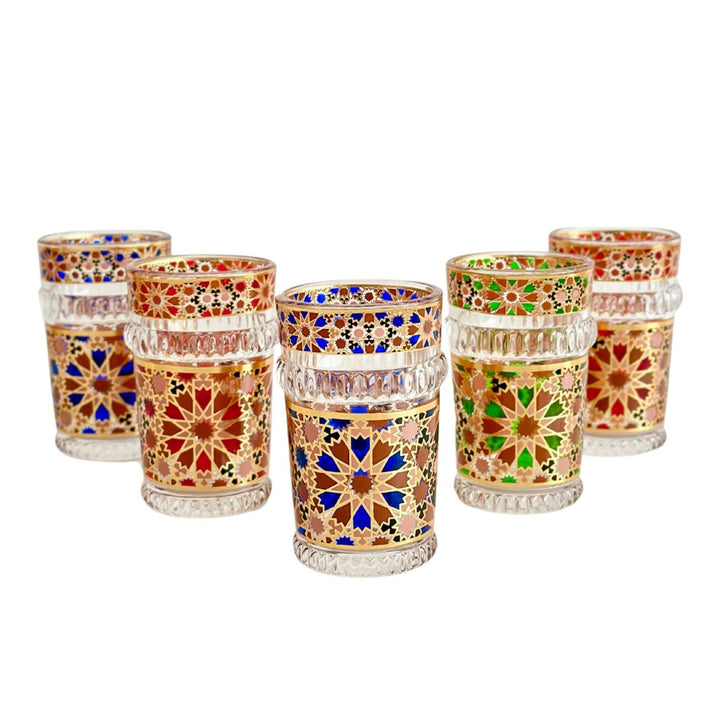 12 verres à thé arabesque colorés