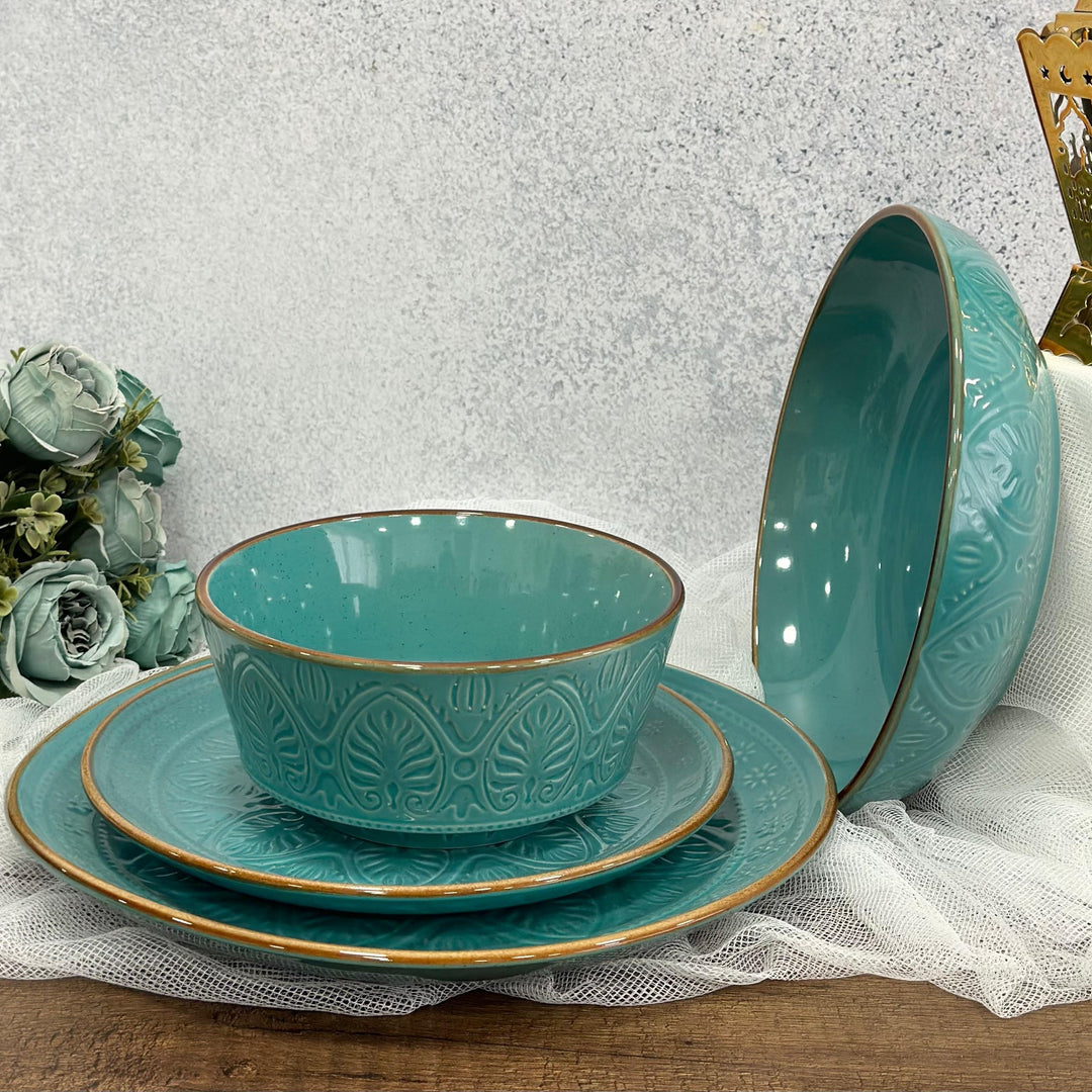 Service de table bleu turquoise 24pcs