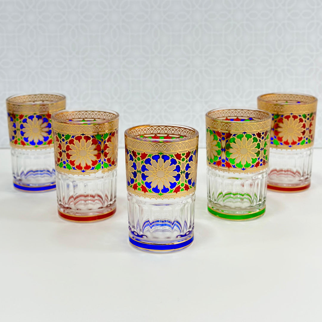 12 verres à thé arabesque colorés