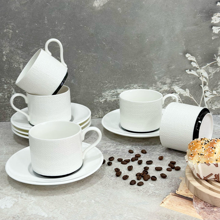 Set 6 tasses 6,5x8cm + 6 sous tasses 15cm