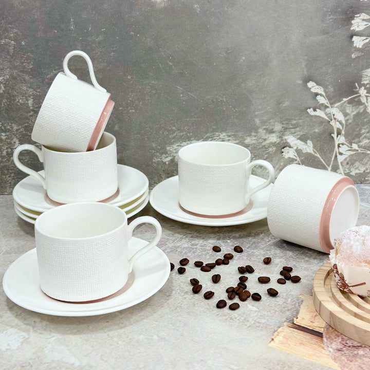 Set 6 tasses 6,5x8cm + 6 sous tasses 15cm