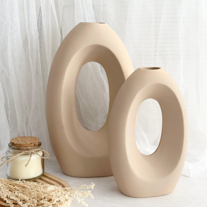 Set 2 vases en céramique 20cm + 28cm