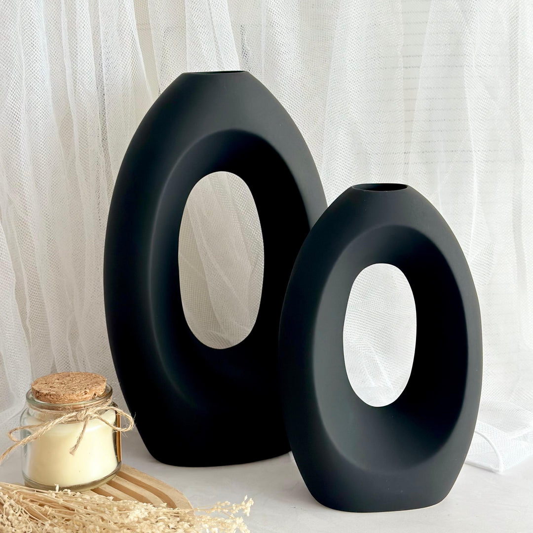Set 2 vases en céramique 20cm + 28cm