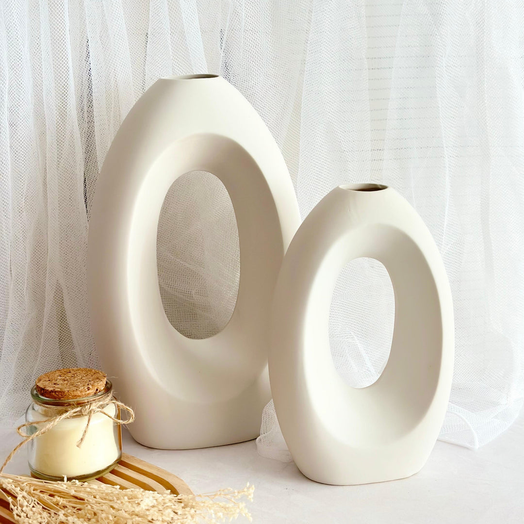 Set 2 vases en céramique 20cm + 28cm